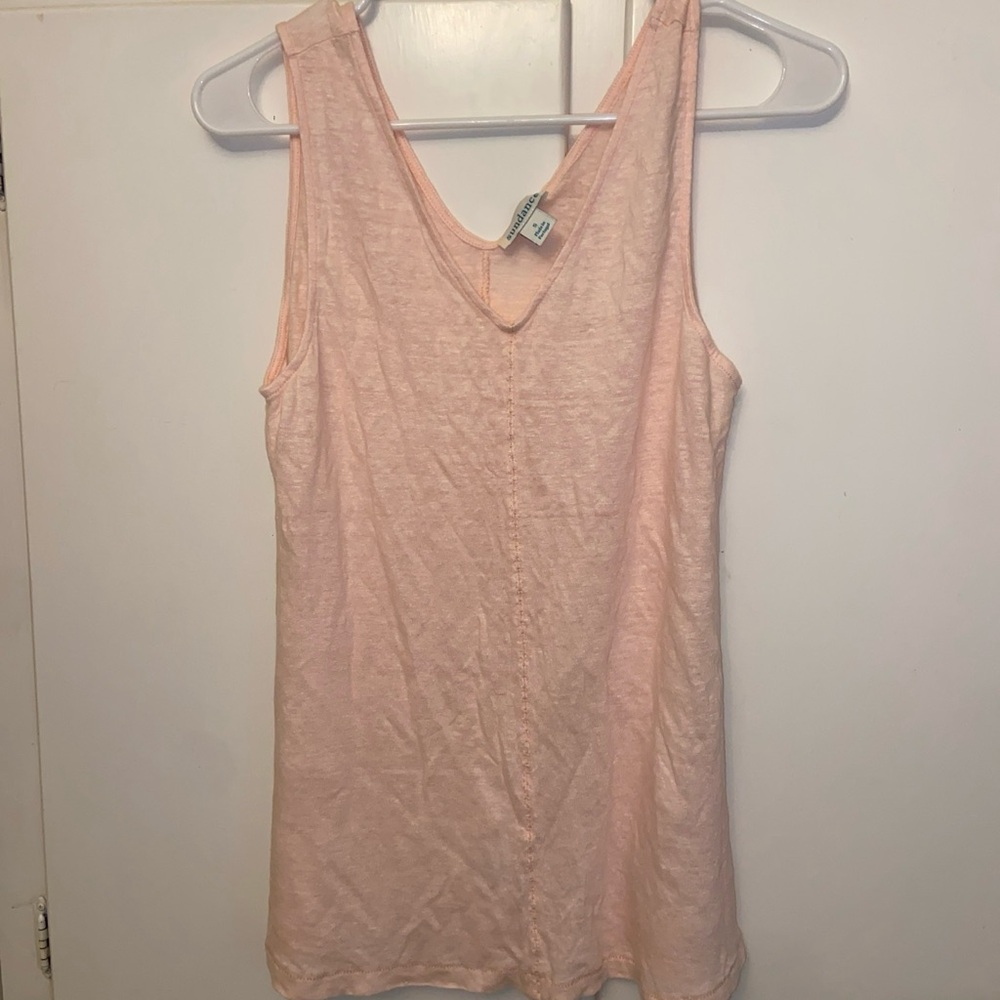 Sundance Light Pink 100% Linen Sleeveless Tank Top